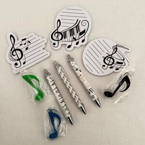 Music Practice Study Desk Set Notepads Pens Page Holder Clips